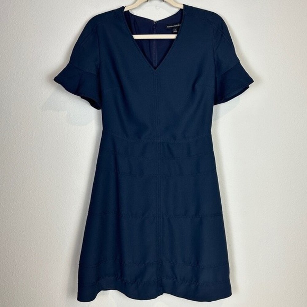 Banana Republic Navy Flutter Sleeve Sheath Dress 4